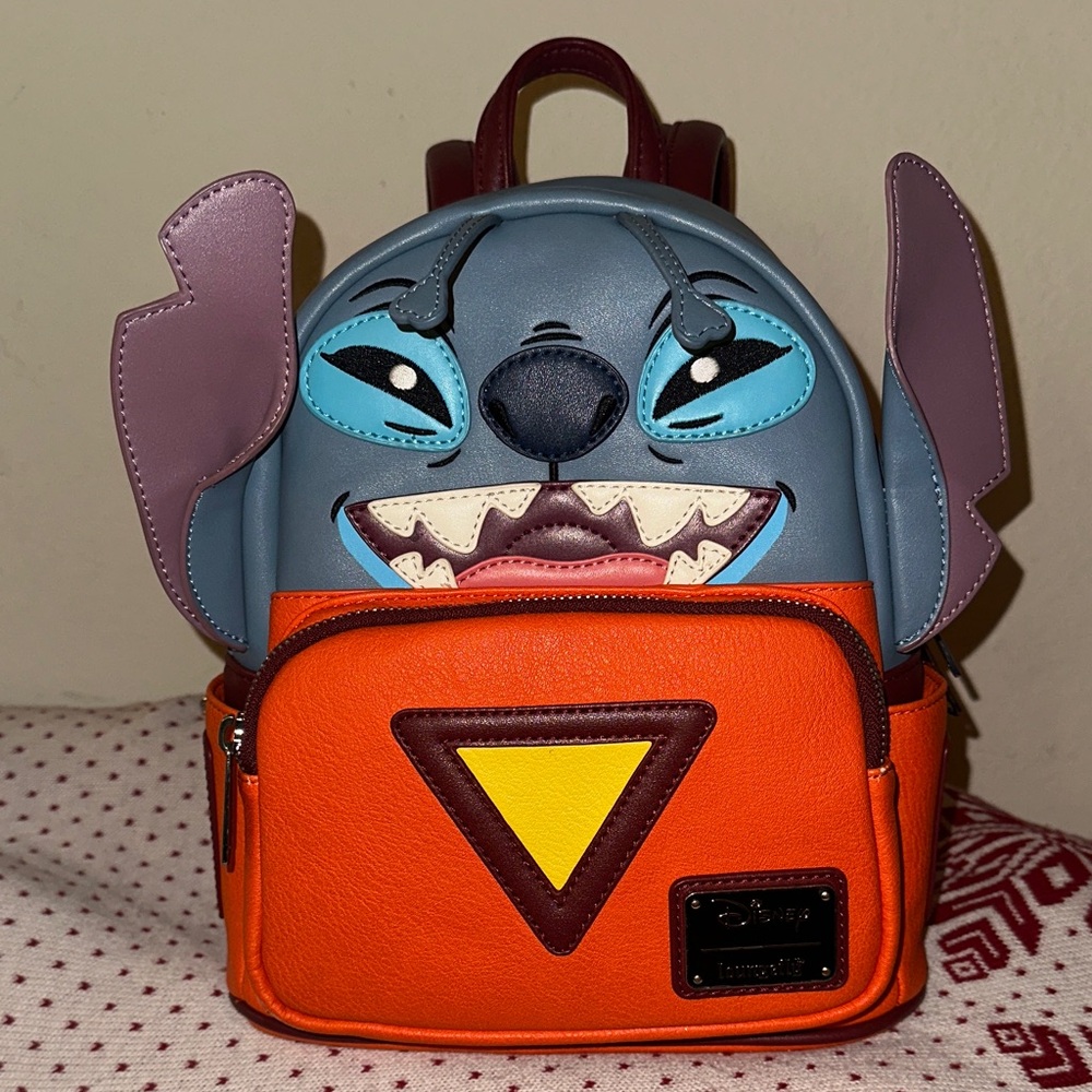 Disney Stitch Loungefly Backpack Experiment 626 Mini Blue, Orange, Burgundy